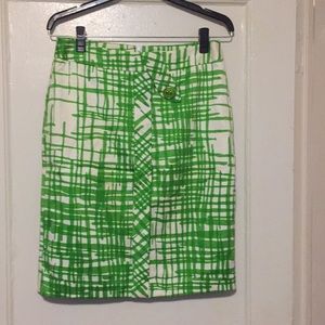 Trina TURK green/ white a-line skirt